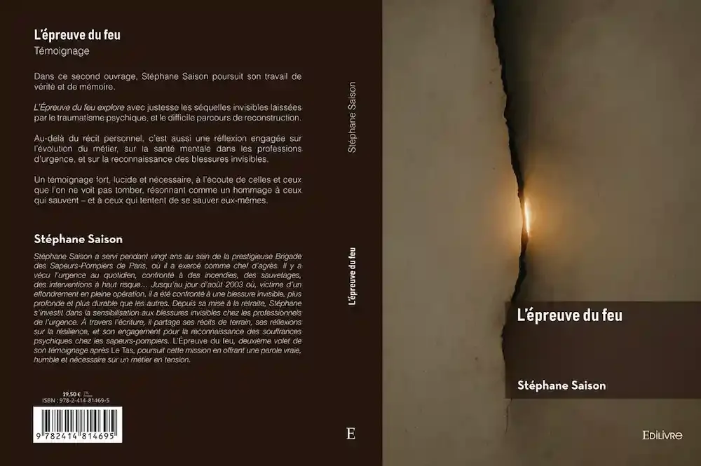 Association APTE, couverture du livre l'épreuve du feu de Stéphane Saison