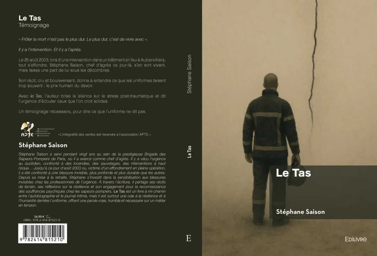 Association APTE, couverture du livre le Tas de Stéphane Saison dont les ventes sont intégralement reversées à l'association APTE