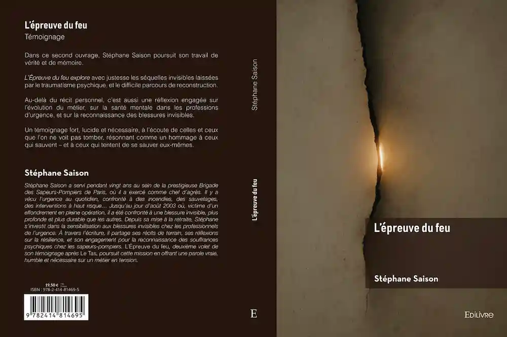Association APTE, couverture du livre l'épreuve du feu de Stéphane Saison