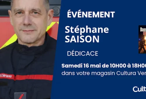 Association APTE, affiche journée dédicace au magasin Cultura de Venette (60) pour la sorite du livre "Dans le feu de l'action" aux éditions Solar